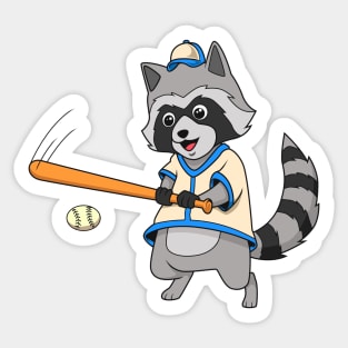 Cartoon raccoon playing baseball Sticker